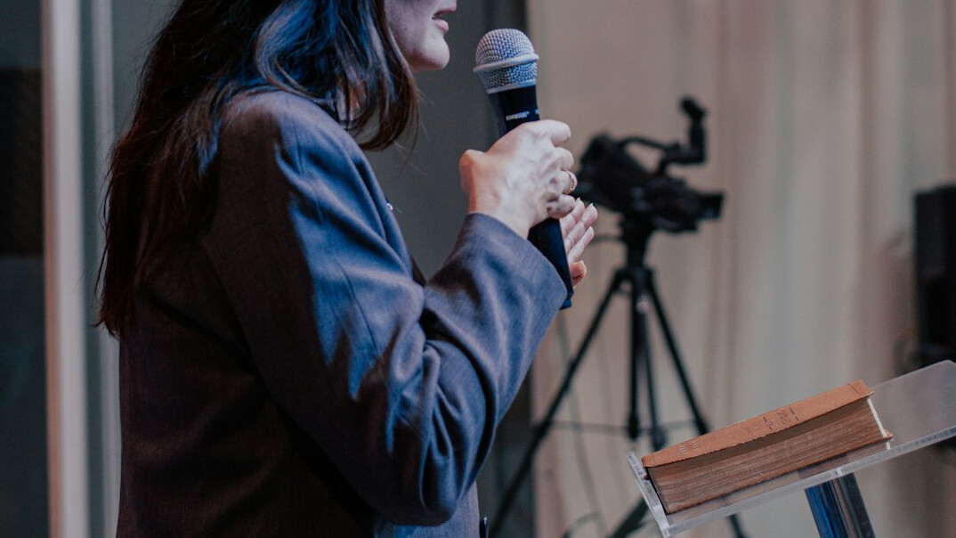 professional speaker on stage