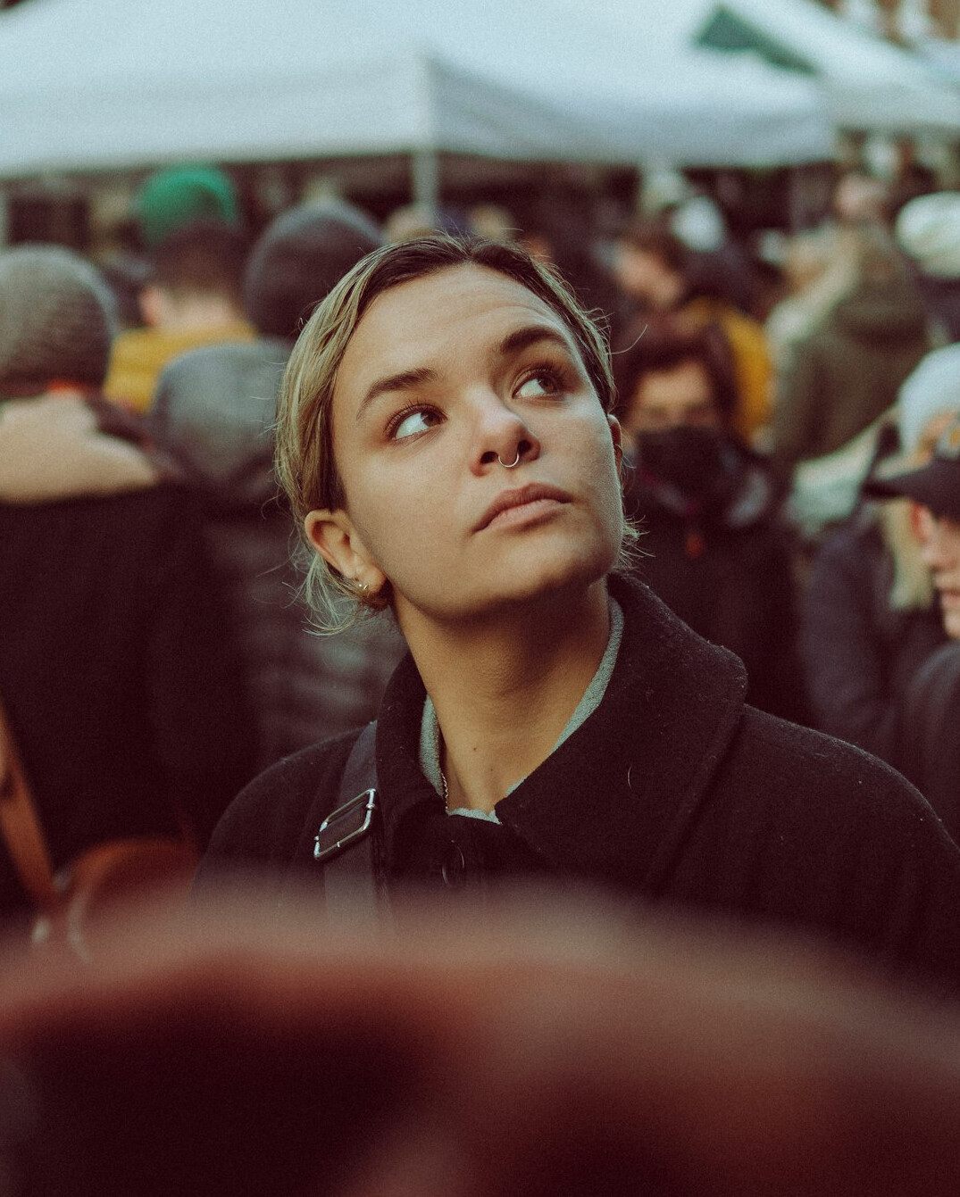 person listening attentively